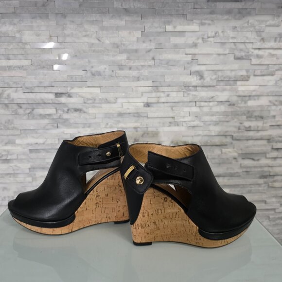 MEUCCI SESTO WOMEN'S PLATFORM OPEN TOE LEATHER SANDALS SIZE 7.5 MADE IN ITALY - Picture 4 of 9